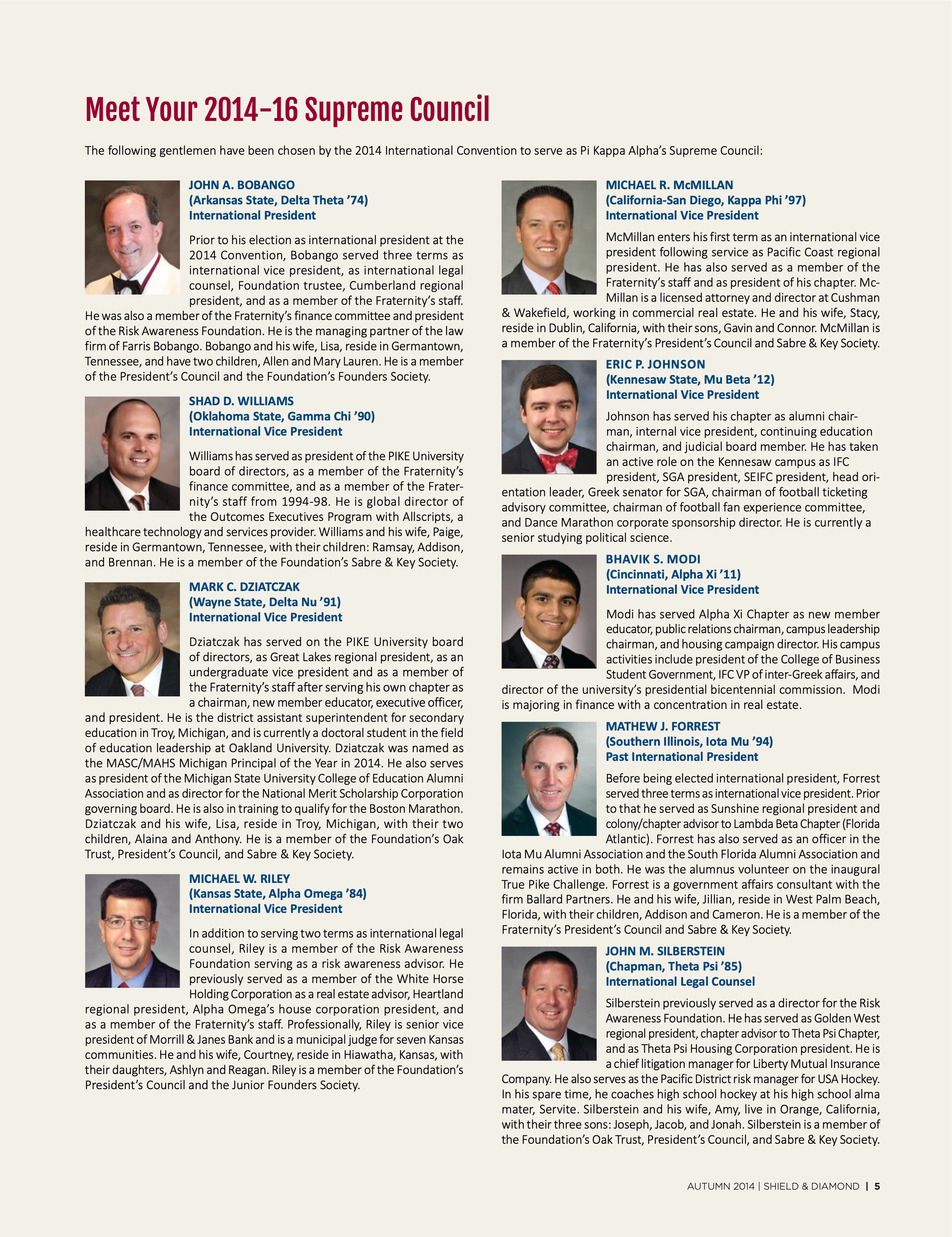 Meet Your 2014-16 Supreme Council